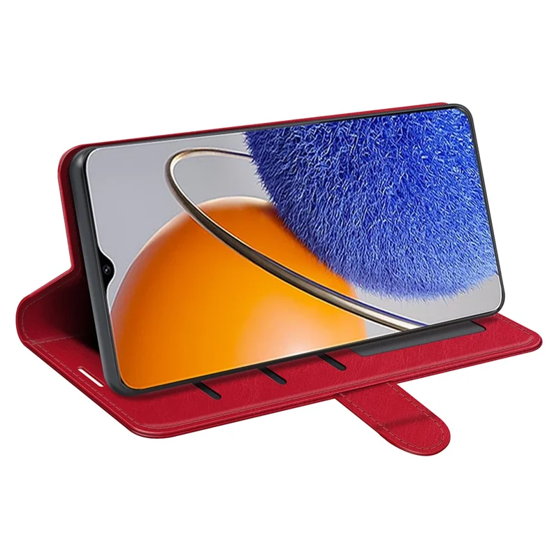 For Huawei nova Y61 4G Crazy Horse Texture PU Leather Wallet Case Stand Shockproof Flip Protective Phone Cover - Red