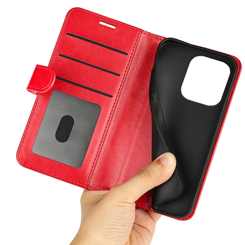 For Huawei nova Y61 4G Crazy Horse Texture PU Leather Wallet Case Stand Shockproof Flip Protective Phone Cover - Red