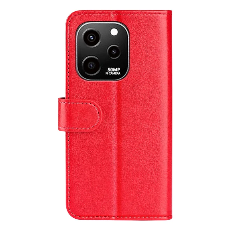 For Huawei nova Y61 4G Crazy Horse Texture PU Leather Wallet Case Stand Shockproof Flip Protective Phone Cover - Red