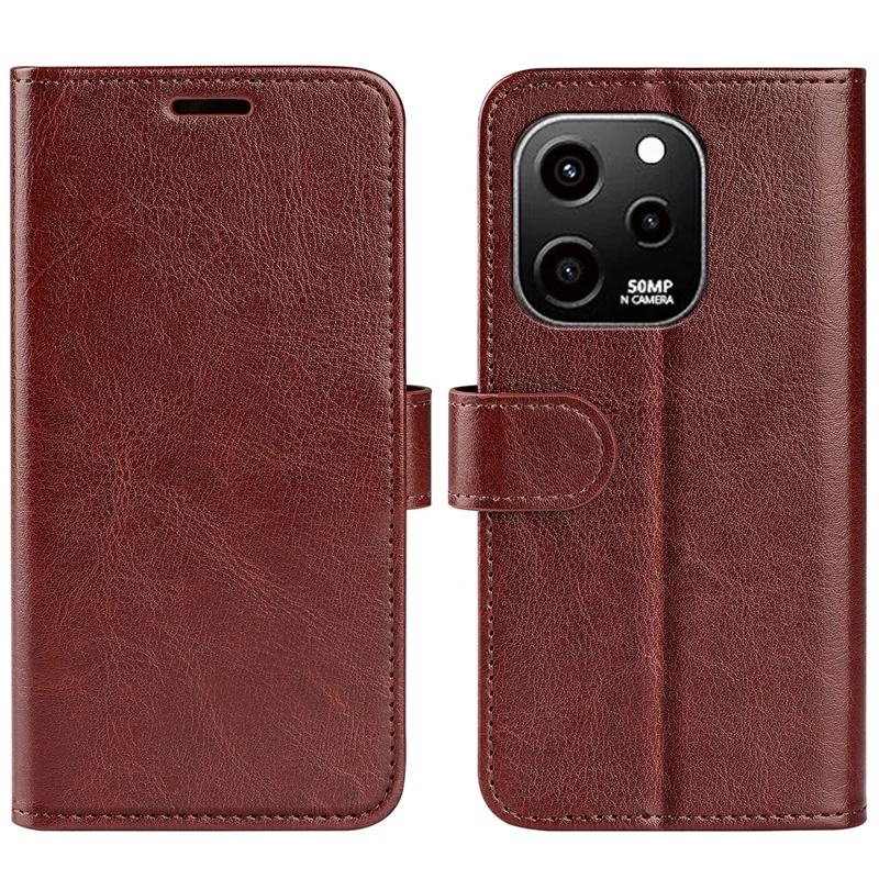 For Huawei nova Y61 4G Crazy Horse Texture PU Leather Wallet Case Stand Shockproof Flip Protective Phone Cover - Brown