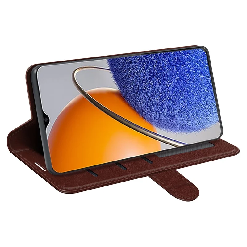 For Huawei nova Y61 4G Crazy Horse Texture PU Leather Wallet Case Stand Shockproof Flip Protective Phone Cover - Brown