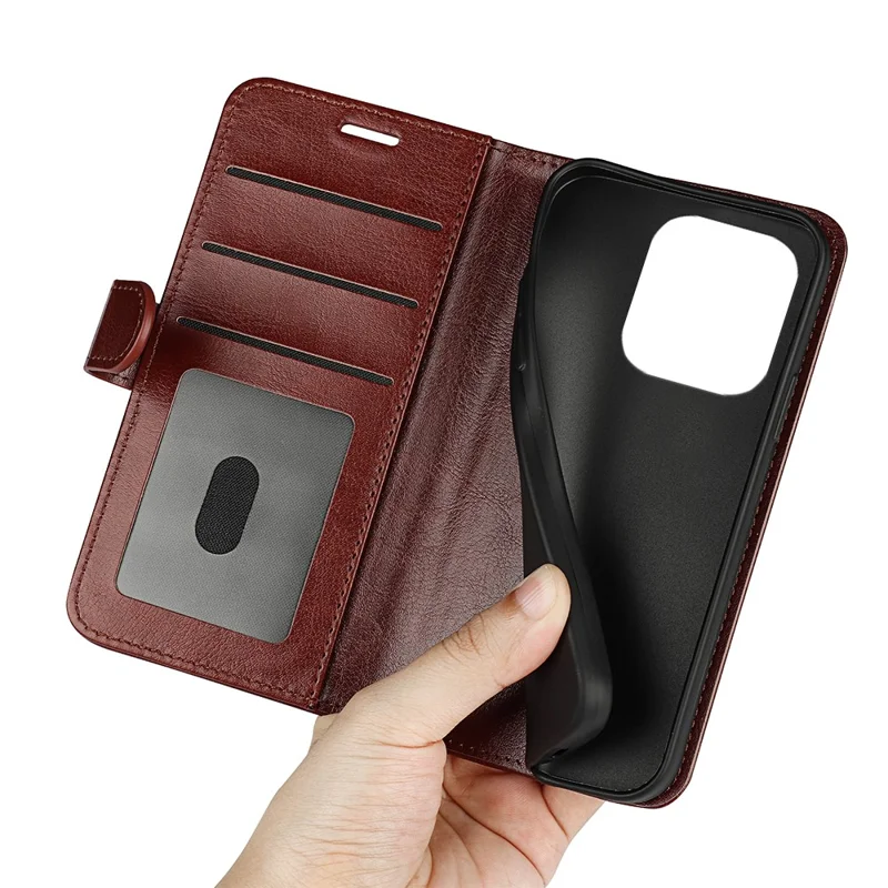 For Huawei nova Y61 4G Crazy Horse Texture PU Leather Wallet Case Stand Shockproof Flip Protective Phone Cover - Brown