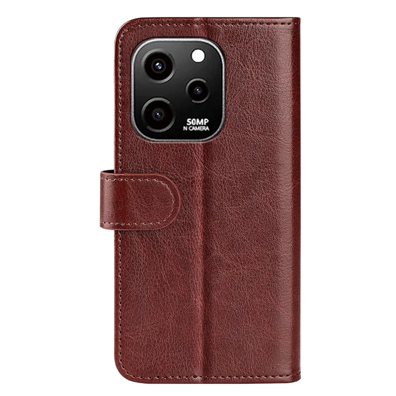 For Huawei nova Y61 4G Crazy Horse Texture PU Leather Wallet Case Stand Shockproof Flip Protective Phone Cover - Brown