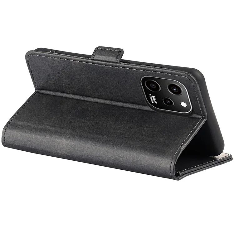 Pour Huawei Nova Y61 4G PU Couver en Cuir Couvercle de Téléphone à Double Armoir Magnétique Case de Texture de Texture de Support Pliable Portefeuille - Noir