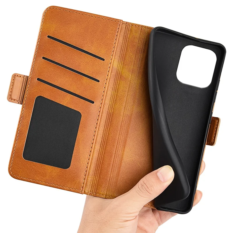 For Huawei nova Y61 4G PU Leather  Cell Phone Cover Dual Magnetic Clasp Calf Texture Case Foldable Stand Wallet - Yellow