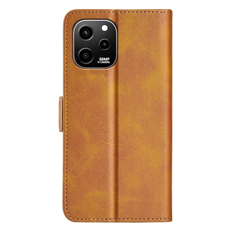 For Huawei nova Y61 4G PU Leather  Cell Phone Cover Dual Magnetic Clasp Calf Texture Case Foldable Stand Wallet - Yellow