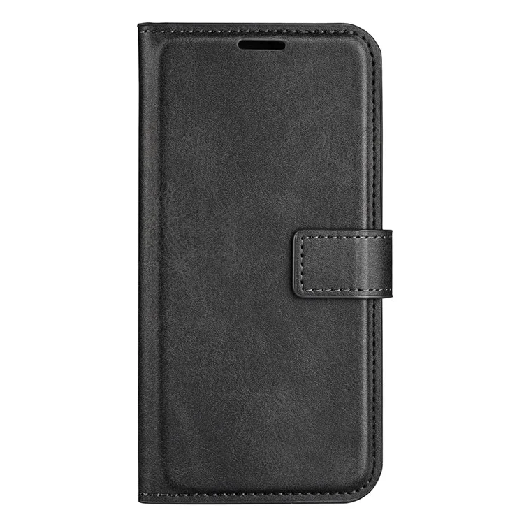 Для Realme 10 Pro+ 5G PU Leather Stand Wallet Case Calf Texture Square Magnetic Clasp Shockproof Phone Cover - Black