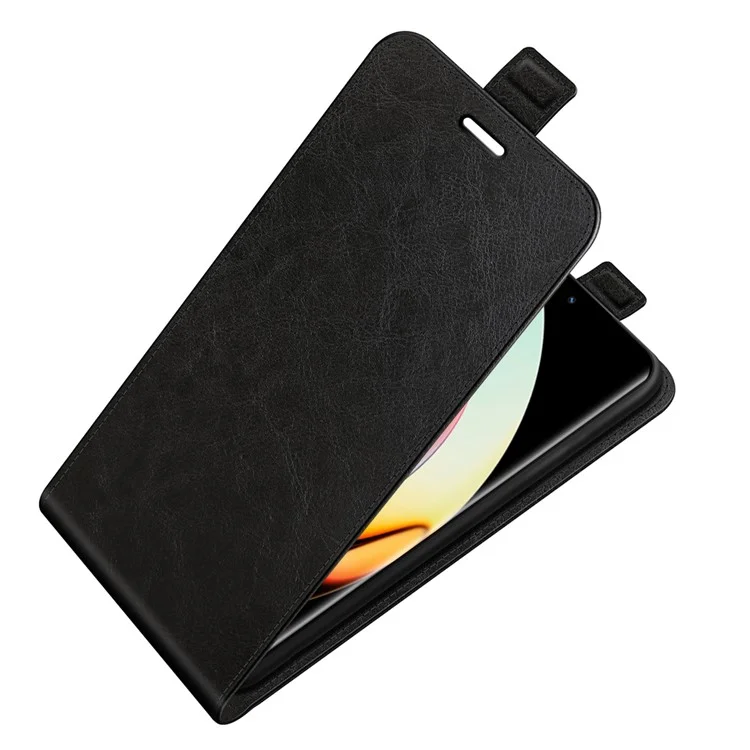 Для Realme 10 Pro+ 5G Crazy Horse Texture Card Holder Vertical Flip Phone Case Leather Protective Cover - Black