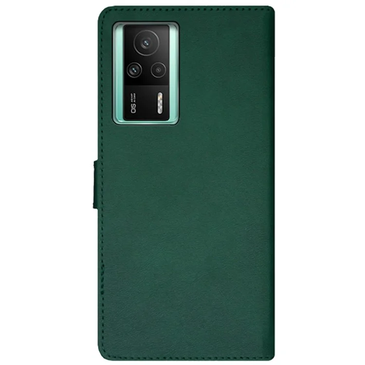 IDEWEI Para Xiaomi Redmi K60E 5G Cor Splicing PU Leather Magnetic Phone Case Card Holder Shockproof Phone Cover with Wrist Strap - Preto