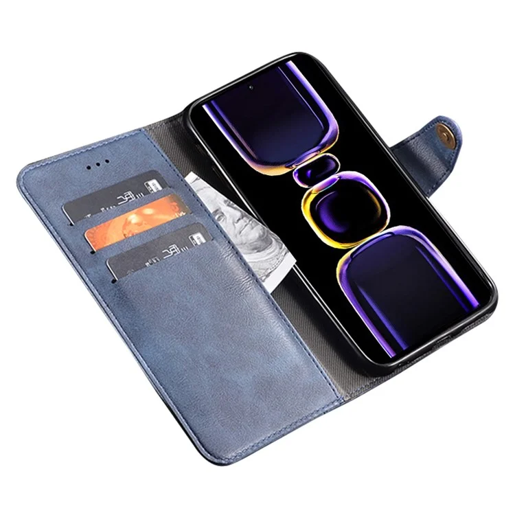 IDEWEI Pour Xiaomi Poco F5 Pro 5G / Redmi K60 Pro 5G / K60 5G Fine Texture Étui Portefeuille En TPU+PU Cuir Flip Phone Case Anti-rayures Support De Téléphone Portable - Bleu