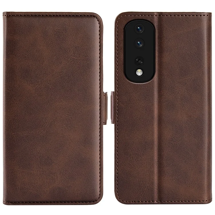 Per Honor 80 Pro 5G Cover in pelle PU con protezione da caduta, chiusura magnetica doppia, texture in pelle di vitello, supporto e portafoglio - Marrone 