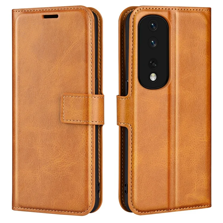 Para Honor 80 Pro 5G Capa de Carteira de Couro PU com Suporte Quadrado Textura de Bezerro Fecho Magnético de Estilo Livro - Amarelo