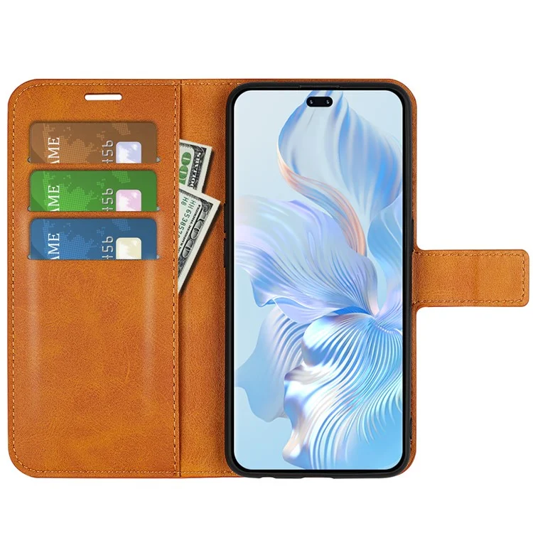 Para Honor 80 Pro 5G Capa de Carteira de Couro PU com Suporte Quadrado Textura de Bezerro Fecho Magnético de Estilo Livro - Amarelo