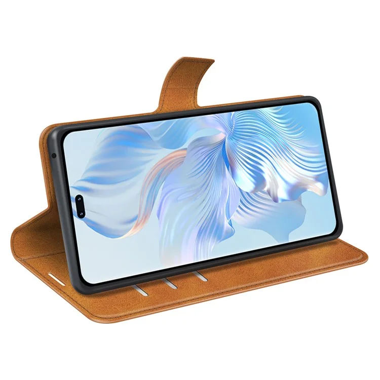 Para Honor 80 Pro 5G Capa de Carteira de Couro PU com Suporte Quadrado Textura de Bezerro Fecho Magnético de Estilo Livro - Amarelo