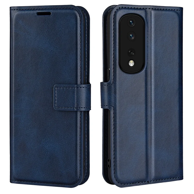 For Honor 80 Pro 5G PU Leather Stand Wallet Case Calf Texture Square Magnetic Clasp Book Style Phone Cover - Blue