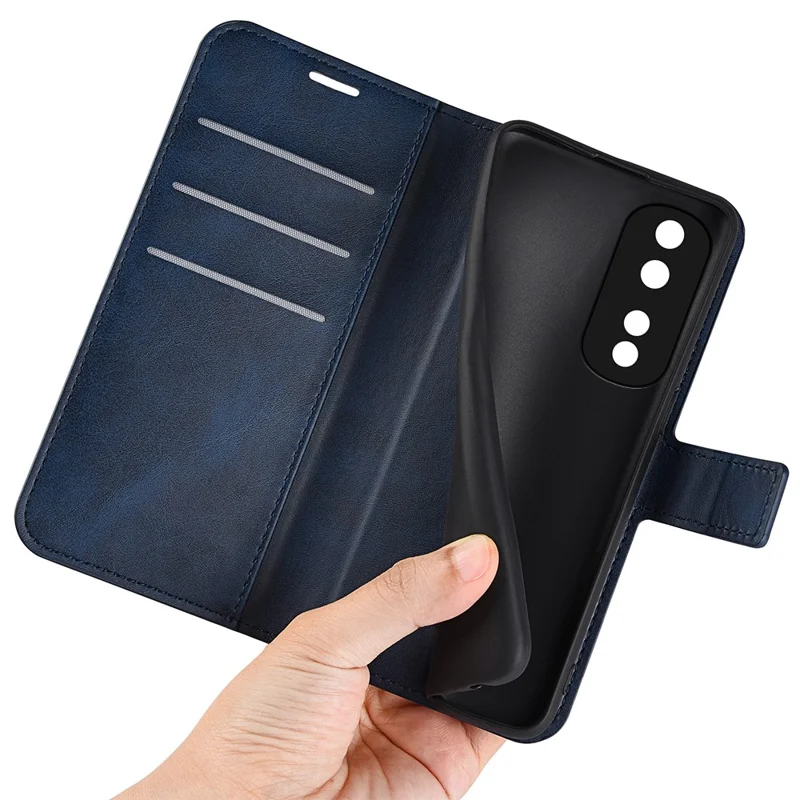 For Honor 80 Pro 5G PU Leather Stand Wallet Case Calf Texture Square Magnetic Clasp Book Style Phone Cover - Blue