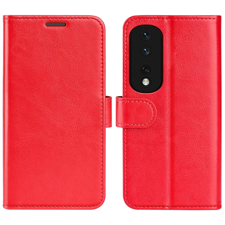Для Honor 80 Pro 5G Crazy Horse Texture PU Leather Case Stand Wallet Flip Protective Phone Cover - Red