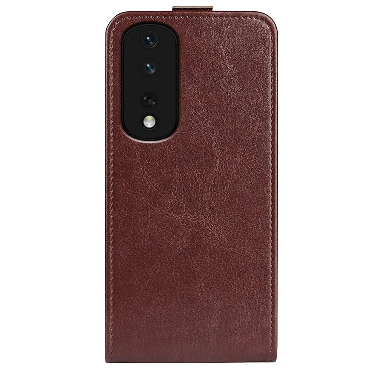 Per Honor 80 Pro 5G Custodia Telefonica Verticale a Portafoglio in Pelle PU con Texture Crazy Horse, Porta Carte di Credito, Antiurto, Chiusura Magnetica - Marrone