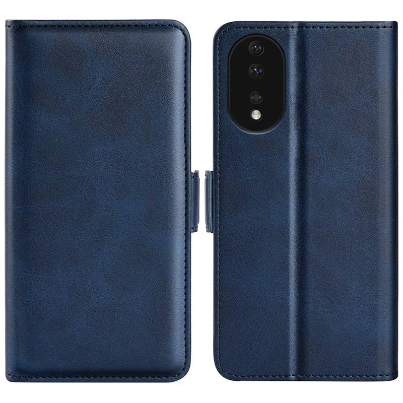 For Honor 80 5G Flip Folio Book Stand PU Leather Phone Case Calf Texture Wallet Style Dual Magnetic Clasp Protective Cover - Blue
