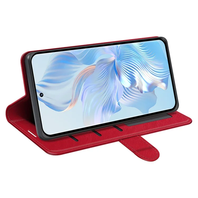 Pour Honor 80 5G Crazy Horse Texture PU Leather Magnetic Phone Case Stand Wallet Flip Cover - Rouge