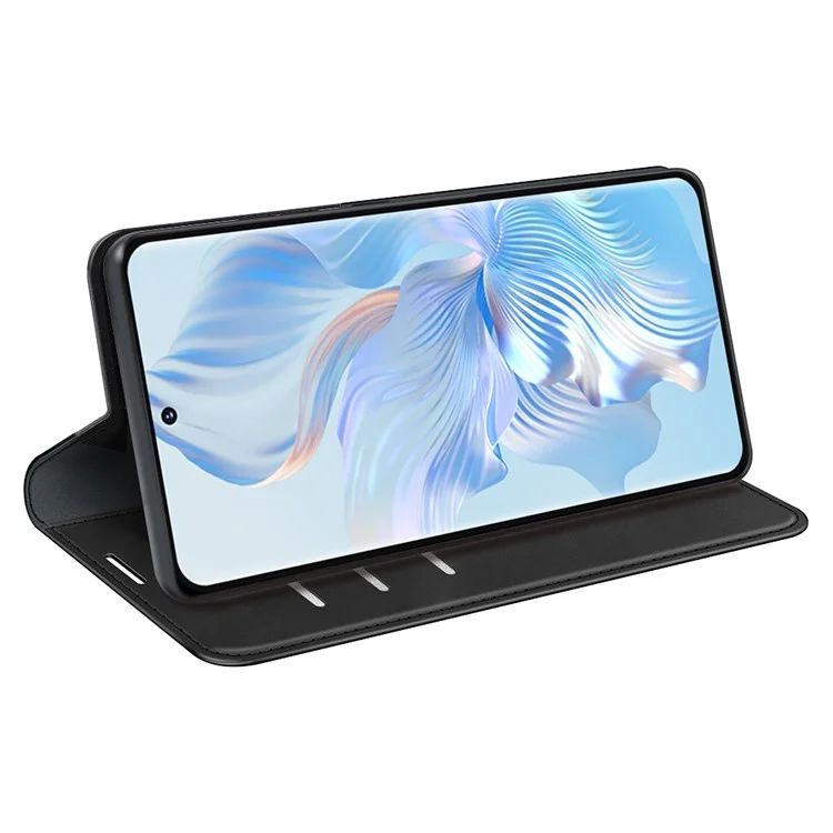 For Honor 80 5G Piel Táctil Magnética Absorción Automática Billetera Funda Plegable de Piel PU - Negro