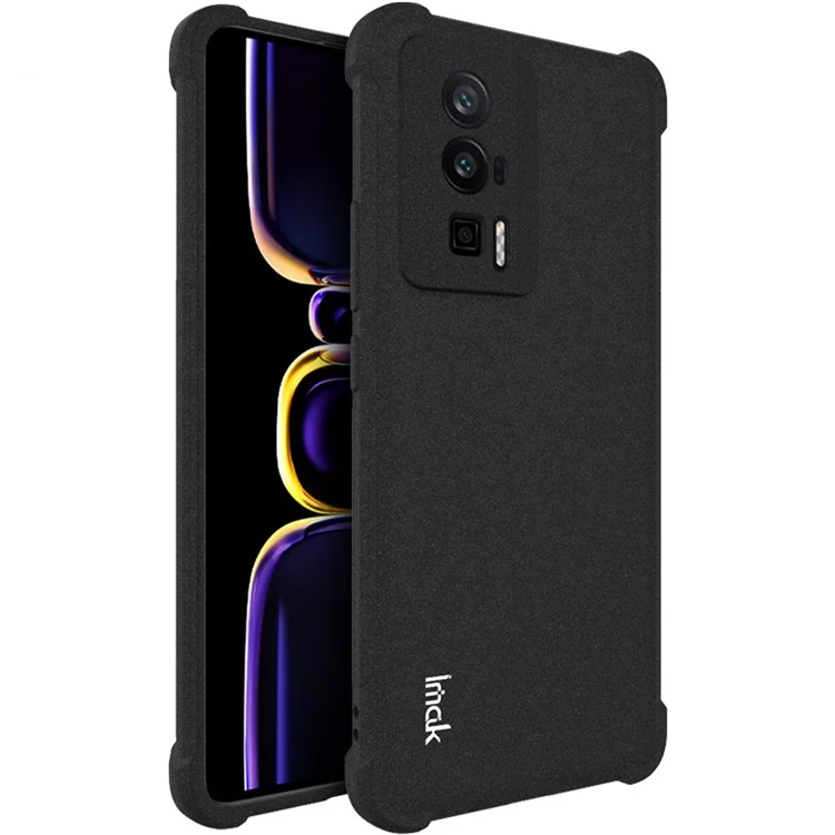 IMAK Pour Xiaomi Poco F5 Pro 5G / Redmi K60 Pro 5G / K60 5G Étui de protection antichute Coque arrière en TPU doux mat - Noir