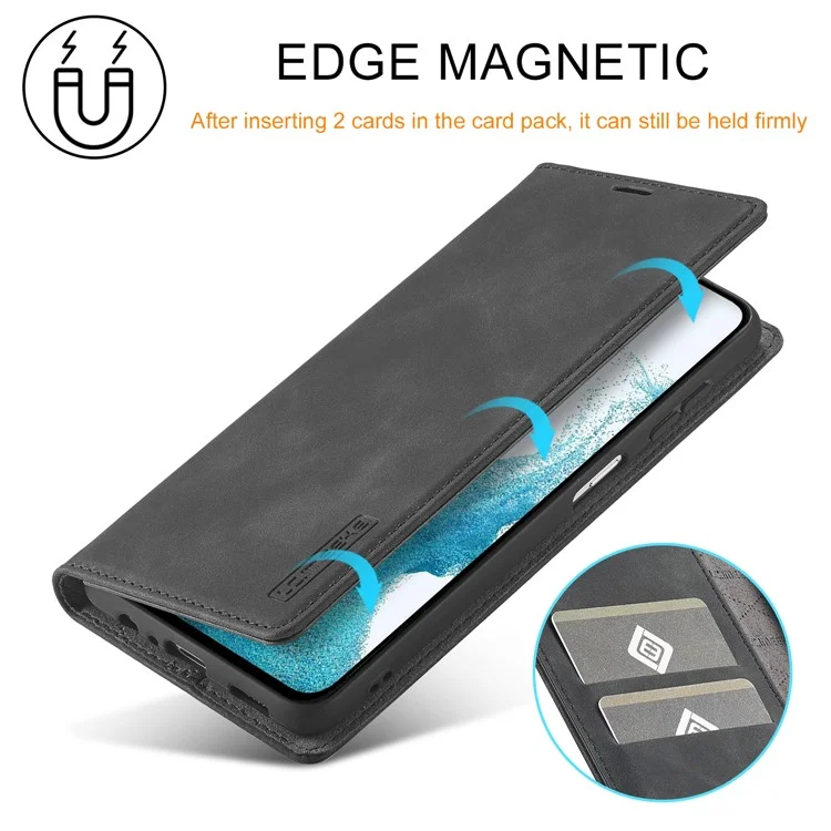 LC.IMEEKE Per Samsung Galaxy A34 5G Custodia Protettiva per Cellulare in Pelle PU Flip Folio Wallet Stand Magnetica Absorption Phone Case - Nero