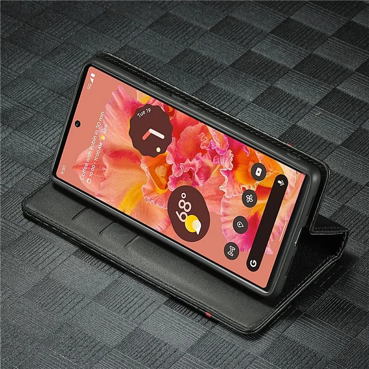 LC.IMEEKE for Google Pixel 6a Carbon Fiber Texture Phone Wallet Case PU Leather Stand Full Protection Flip Phone Cover - Vertical Stripe