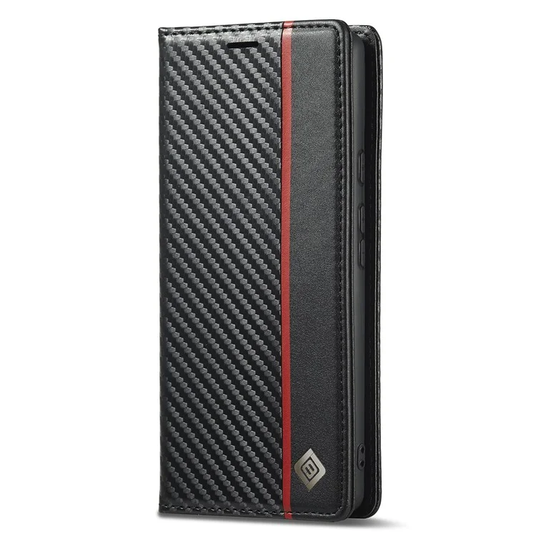 LC.IMEEKE for Google Pixel 6a Carbon Fiber Texture Phone Wallet Case PU Leather Stand Full Protection Flip Phone Cover - Vertical Stripe