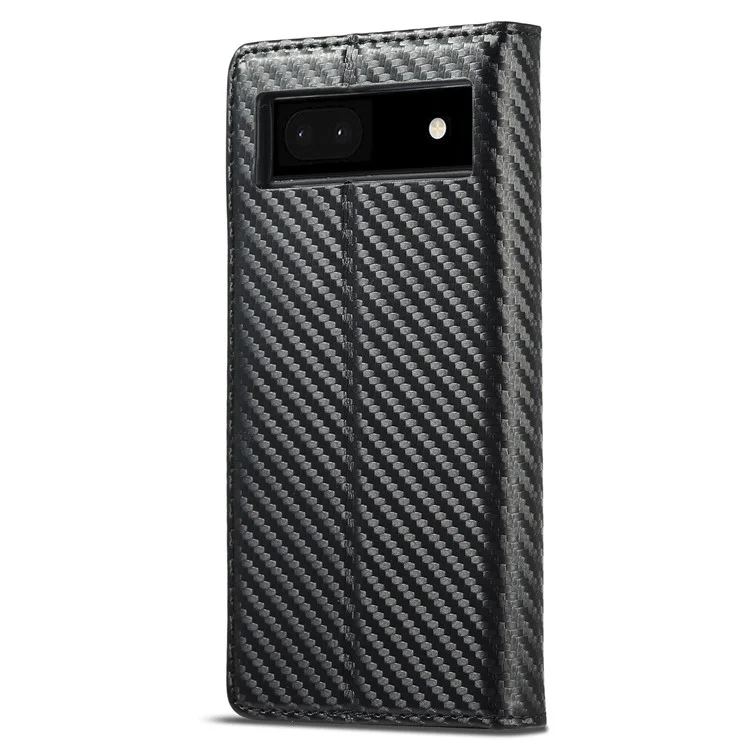 LC.IMEEKE for Google Pixel 6a Carbon Fiber Texture Phone Wallet Case PU Leather Stand Full Protection Flip Phone Cover - Vertical Stripe