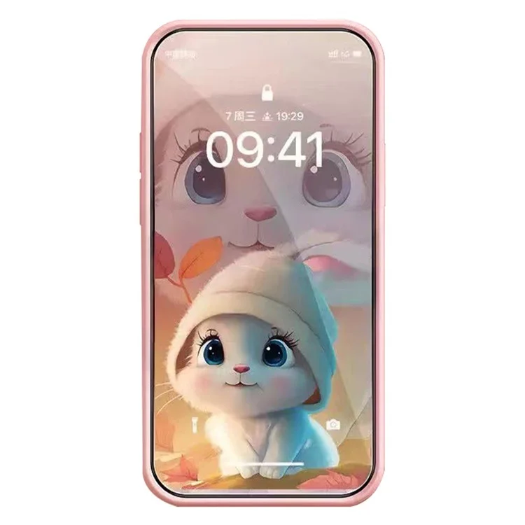 Para iPhone 13 Pro 6.1 polegadas Case de Telefone Celular à Prova de Choque com Padrão de Coelho e Folhas Temperado Vidro + Capa de Telefone TPU - Rosa