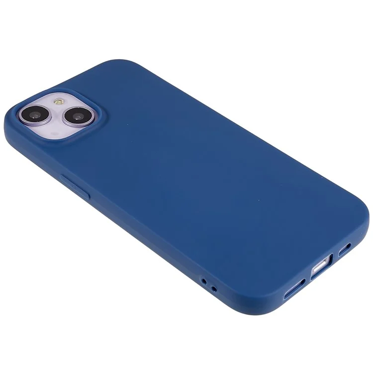 For iPhone 13 6.1 inch Back Shell, Anti-Fingerprint Soft TPU Phone Case Shockproof Matte Protective Cover - Blue