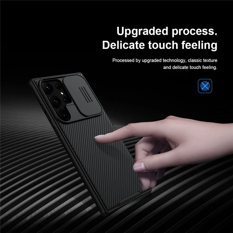 Nillkin Camshield Pro Series Pour Samsung Galaxy S23 Ultra Anti-drop PC + TPU Couverture Téléphone Avec Protecteur de Caméra à Diapositives - Noir