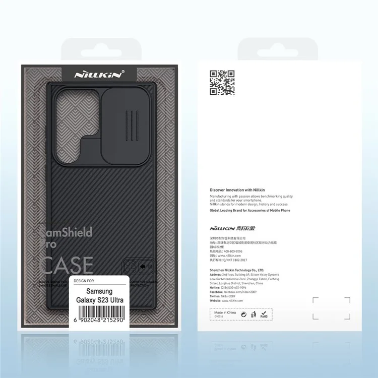 NILLKIN CamShield Pro Series pour Samsung Galaxy S23 Ultra Étui de protection en PC + TPU anti-chute avec protecteur de caméra coulissant - Bleu