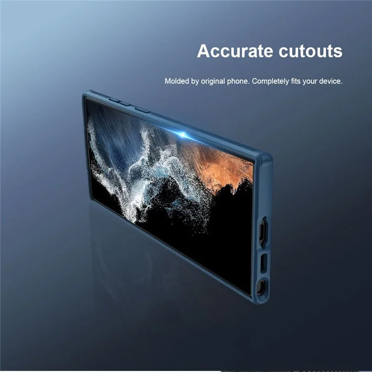 NILLKIN CamShield Pro Series pour Samsung Galaxy S23 Ultra Étui de protection en PC + TPU anti-chute avec protecteur de caméra coulissant - Bleu