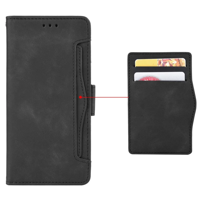 PU Leather Phone Case For Xiaomi 13 Pro 5G, Multiple Card Slots Magnetic Anti-scratch Protective Flip Phone Cover Wallet Stand - Black