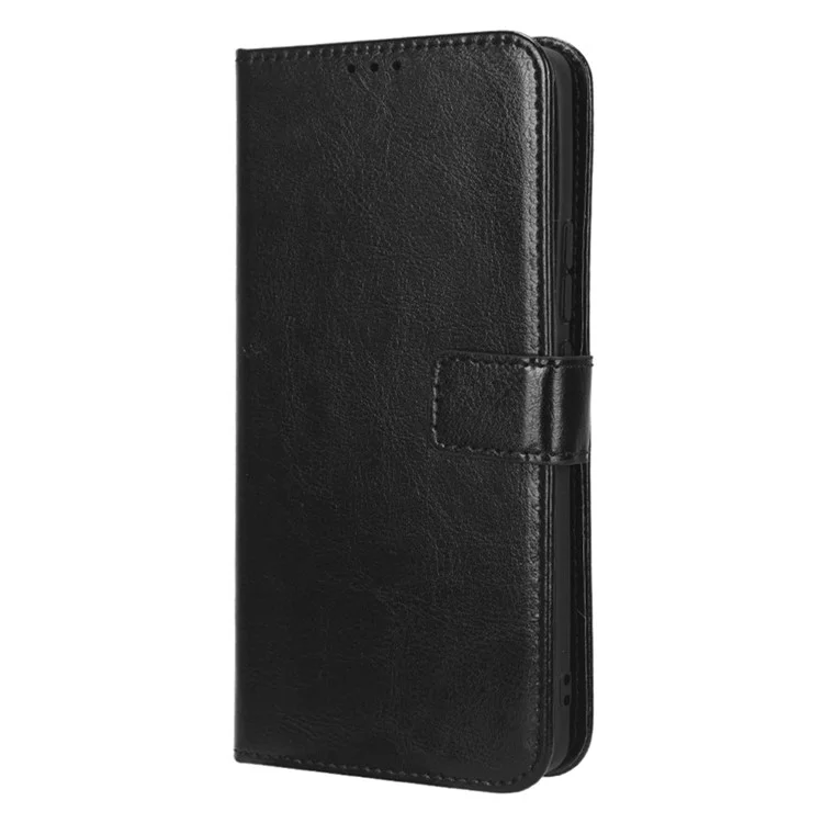Smartphone Case For Xiaomi 13 Pro 5G Magnetic Clasp Wallet Stand Crazy Horse Texture PU Leather Shockproof Phone Cover with Strap - Black
