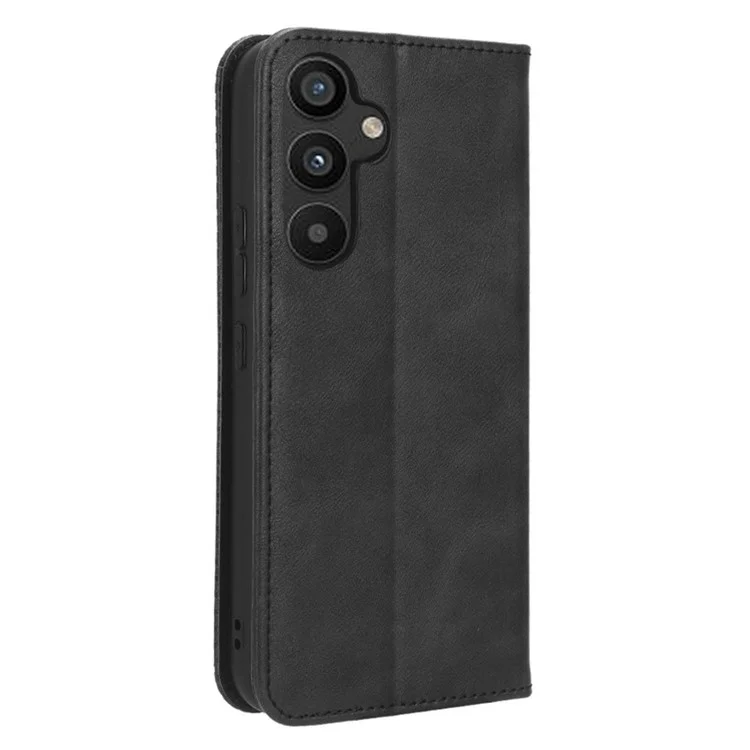 Для Samsung Galaxy A34 5G Anti-fall Phone Case Stand Retro Texture Imprinted Pattern Magnetic Auto Closing Flip Leather Wallet Phone Cover - Чёрный