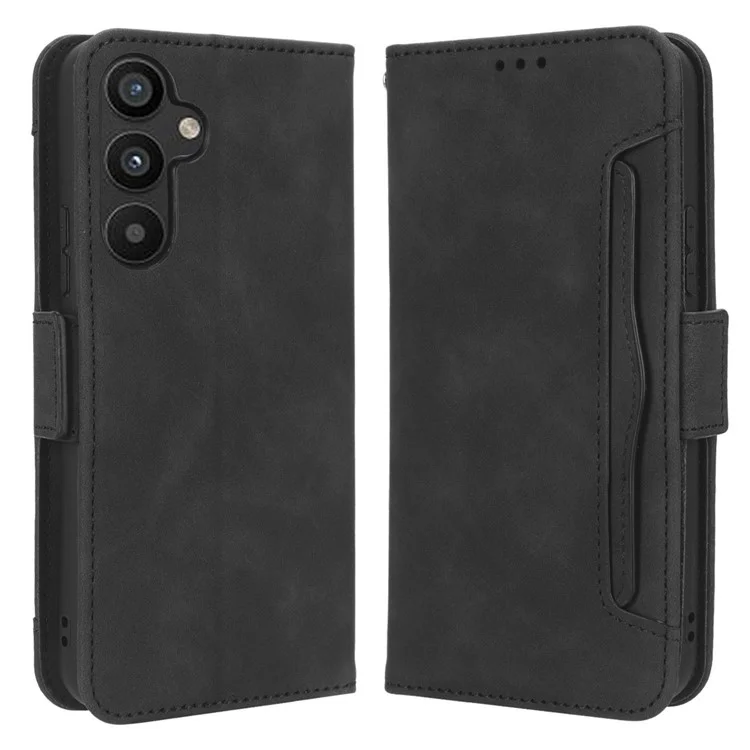 Für Samsung Galaxy A34 5G Mehrfach-Kartensteckplätze PU-Leder Handyhülle Fallschutz Magnetische Flip Handy-Cover Brieftasche Ständer - Schwarz