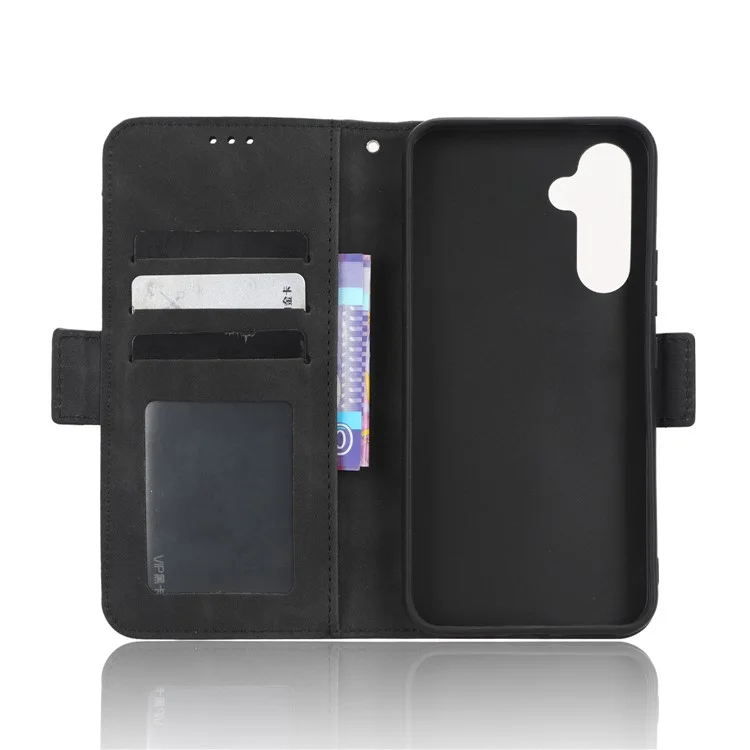 Für Samsung Galaxy A34 5G Mehrfach-Kartensteckplätze PU-Leder Handyhülle Fallschutz Magnetische Flip Handy-Cover Brieftasche Ständer - Schwarz