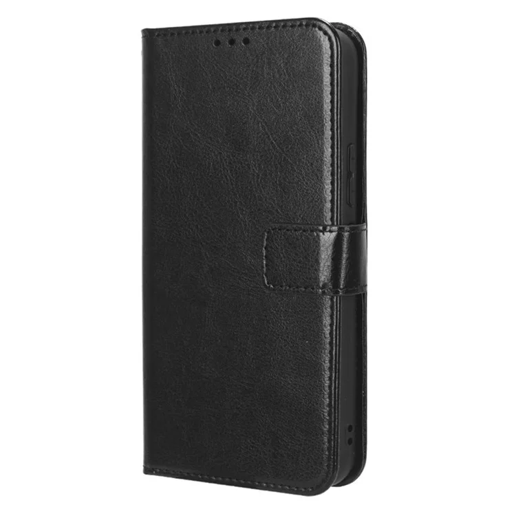 Para Samsung Galaxy A34 5G Crazy Horse Texture Magnetic Cell Phone Case Wallet Foldable Stand Shockproof PU Leather Phone Cover with Strap - Negro