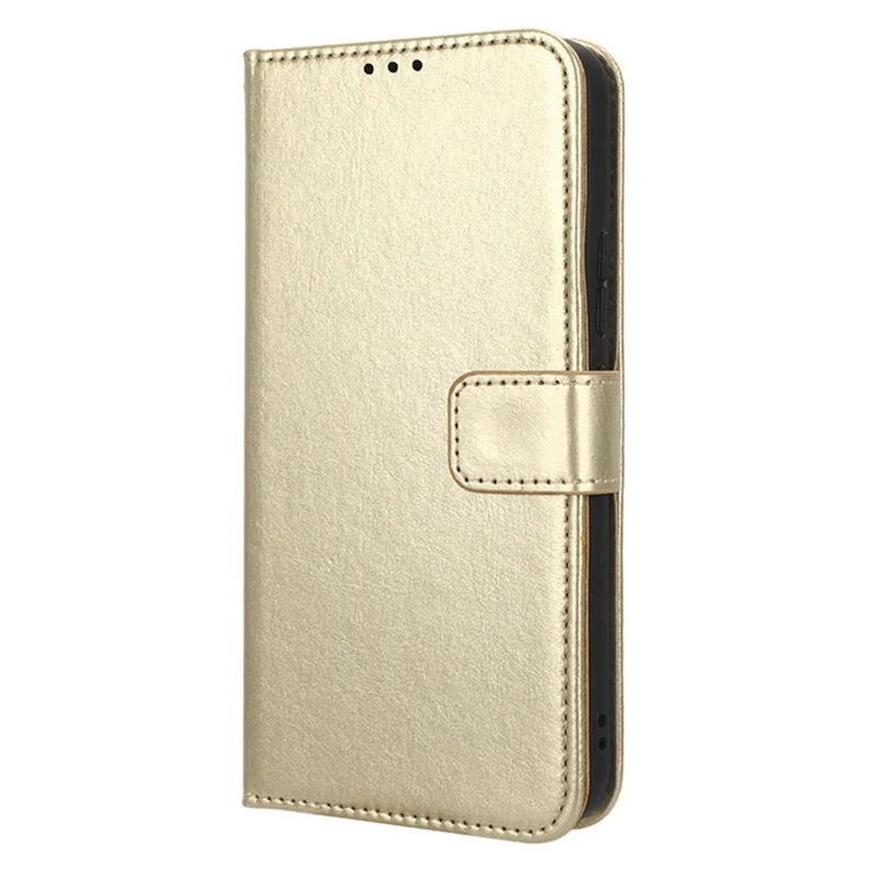 For Samsung Galaxy A34 5G Crazy Horse Texture Magnetic Cell Phone Case Wallet Foldable Stand Shockproof PU Leather Phone Cover with Strap - Gold