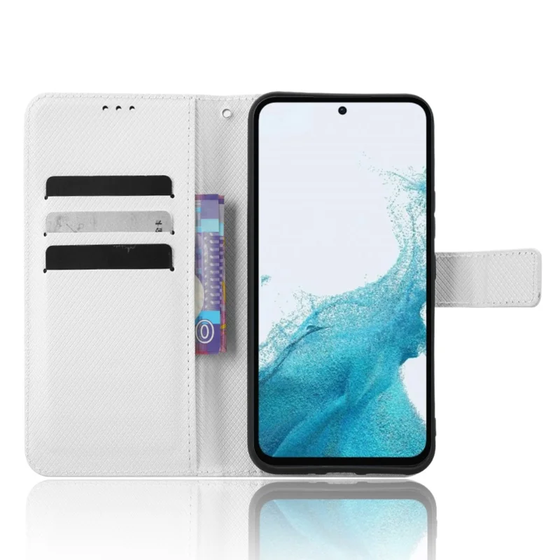 Магнитная застежка-чехол для Samsung Galaxy A54 5G, защитный чехол с алмазной текстурой, кожзам, противоударный чехол-кошелек с подставкой - белый