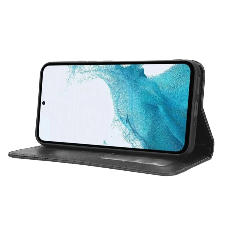 Retro Texture Phone Cover For Samsung Galaxy A54 5G, Magnetic Auto Closing Imprinted Pattern PU Leather Flip Wallet Stand Phone Case - Black