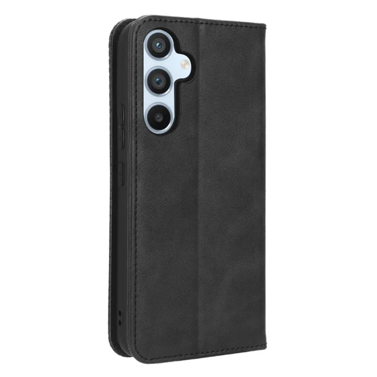 Retro Texture Phone Cover For Samsung Galaxy A54 5G, Magnetic Auto Closing Imprinted Pattern PU Leather Flip Wallet Stand Phone Case - Black