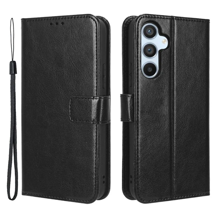 Per Samsung Galaxy A54 5G Crazy Horse Texture Magnetic Full Protection Cell Phone Case Flip Wallet Stand Anti-wear PU Leather Phone Cover with Strap - Nero