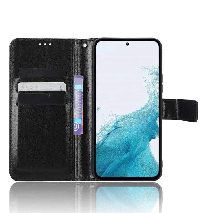 Per Samsung Galaxy A54 5G Crazy Horse Texture Magnetic Full Protection Cell Phone Case Flip Wallet Stand Anti-wear PU Leather Phone Cover with Strap - Nero