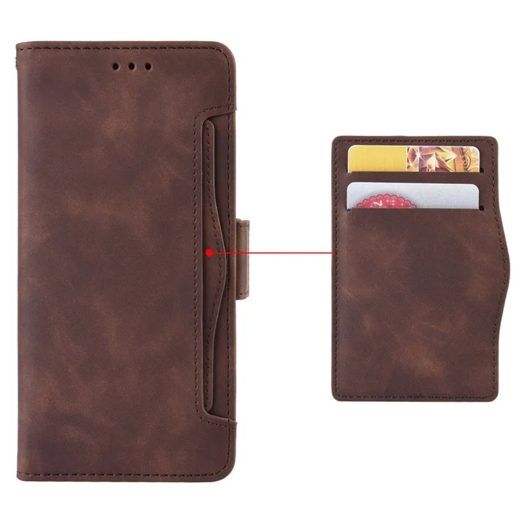 For Samsung Galaxy A04e 4G / F04 4G / M04 4G Full Protection PU Leather Phone Case Card Holder Magnetic Flip Cover Wallet Stand - Brown