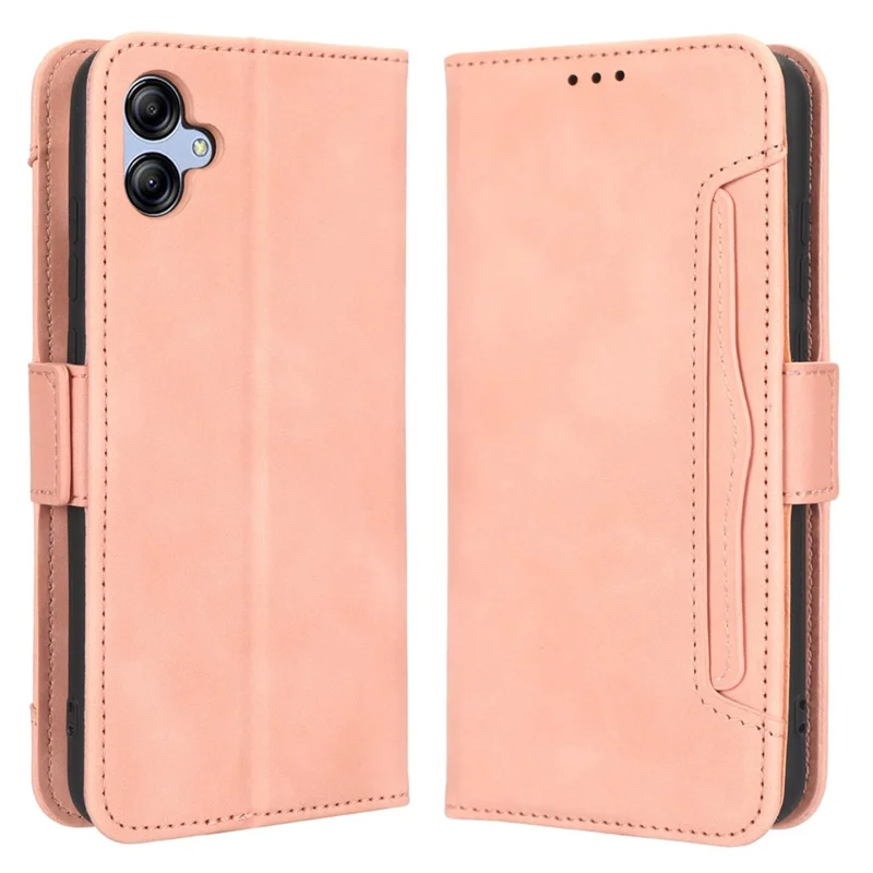 Pour Samsung Galaxy A04e 4G / F04 4G / M04 4G Protection complète Étui de téléphone en cuir PU Portefeuille Magnétique Rabat Couverture Support - Rose