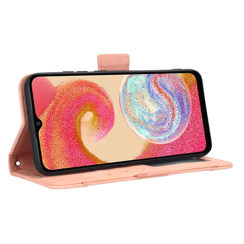 Pour Samsung Galaxy A04e 4G / F04 4G / M04 4G Protection complète Étui de téléphone en cuir PU Portefeuille Magnétique Rabat Couverture Support - Rose